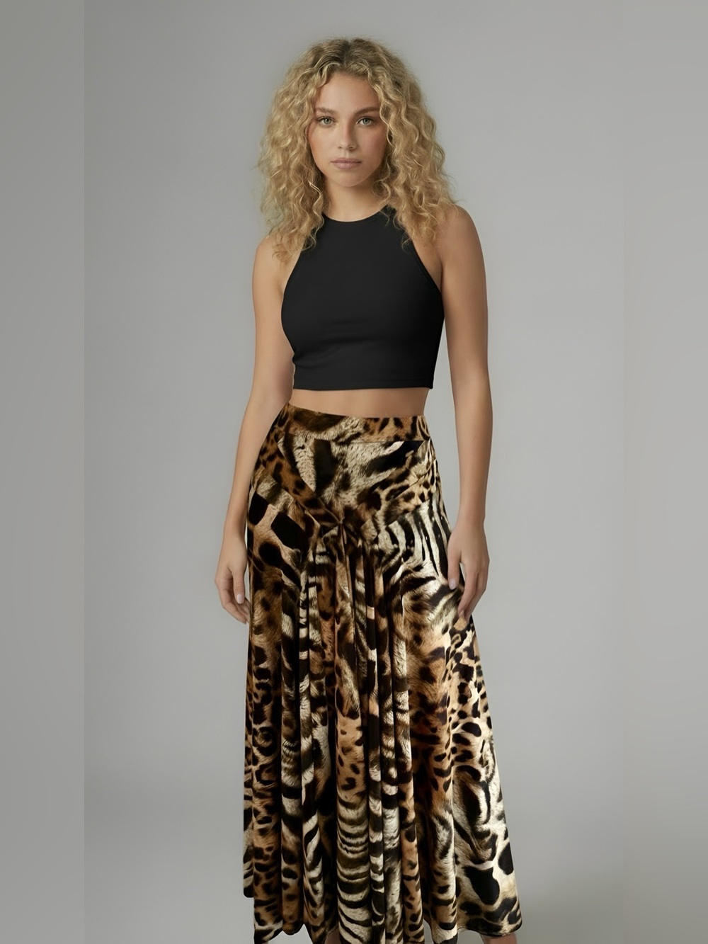 ORNA FARHO SKIRT LEOPARD  PRINT CAVALLI STYLE SIZE FR40/10US